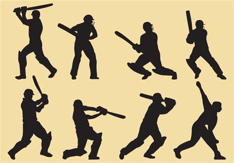 Cricket Player Silhouettes Free Vectors Ui Download