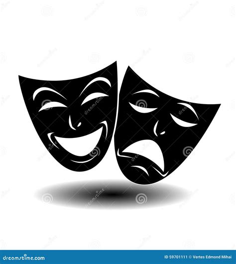Icono Del Teatro Con Las Máscaras Felices Y Tristes Ilustración Del