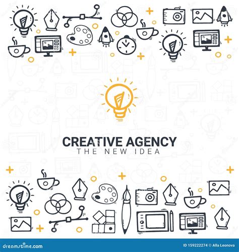 Creative Agency Background With Doodle Design Elements Stock Vector