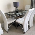 Luxury Extending Glass & Chrome Dining Table & 4 Chairs | in Aldershot ...