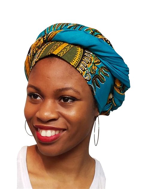 Turquoise African Print Ankara Head Wrap Tie Scarf One Size Walmart