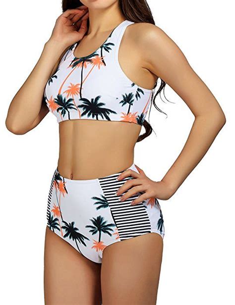 Women S High Waisted Swimsuit Tank Padding Bikini Set Two Piece Bathing Suits White S At Amazon