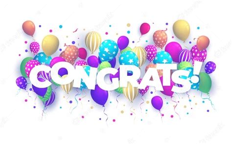 Premium Vector Balloons With Confetti And Text Congrats