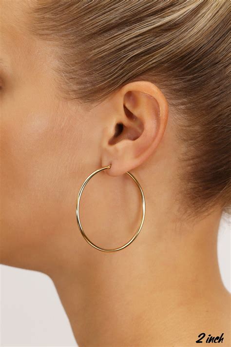 K Gold Big Hoop Earrings Large Hoops For Women Inch Gold Etsy