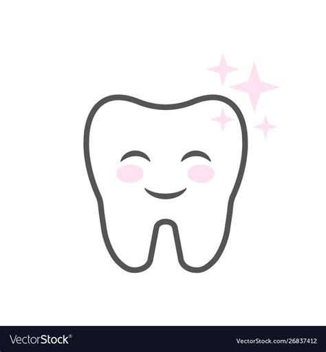 Cute Smiling Cartoon Character Tooth Clean Teeth Concept Happy Tooth