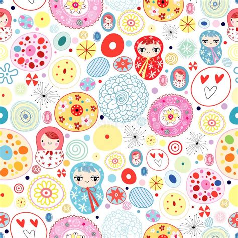 Abstract Pattern With Dolls Stock Vector Illustration Of Seamless