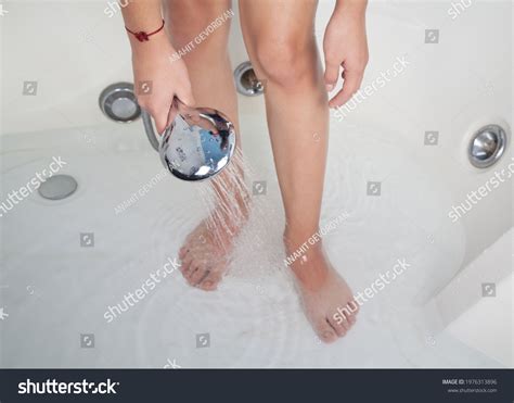 Woman Using Shower Bathroom Woman Legs Stock Photo Shutterstock
