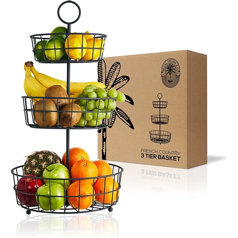 buy 3 tier fruit basket regal trunk and co elegant french country wire baskets three tiered wire