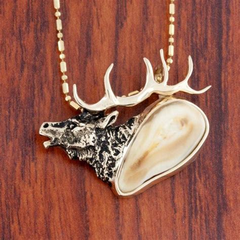 Elk Ivorytooth Necklace Mounting Only In 14k Yellow Gold And Sterling