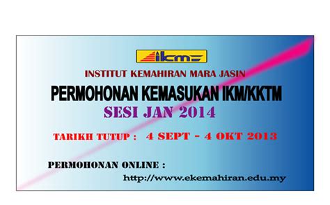 Bahagian pendidikan & latihan (kemahiran) mara. .: Institut Kemahiran MARA Jasin :.: Permohonan Kemasukan ...