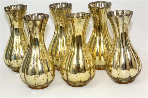 Bd Crafts Antique Gold Bud Vase Set Of 6 Home And Kitchen