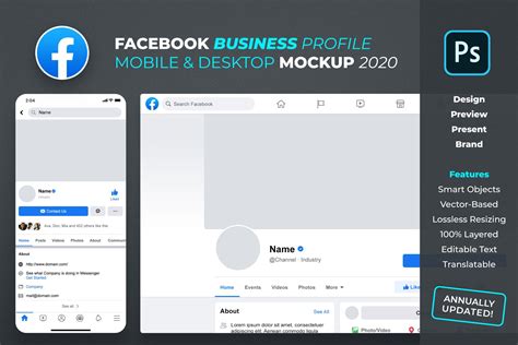 New Facebook Business Profile Mockup Creative Photoshop Templates