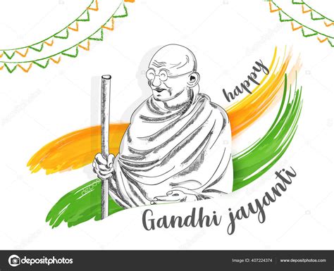 Illustration Mahatma Gandhi Gandhi Jayanti National Holiday India