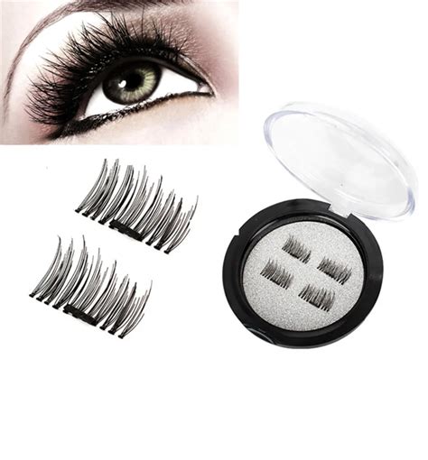 4pcs double magnetic 3d eyelashes magnet false eyelashes full strip magnetic cilia eyelash