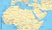 North Africa and Middle East political map with most important capitals ...