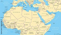 North Africa and Middle East political map with most important capitals ...