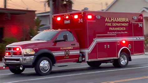 Alhambra Fire Dept Rescue 74 X2 Responding Code 3 Youtube