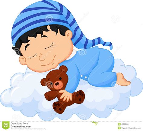 Baby Cartoon Sleeping Cloud Stock Vector Illustration Of Beautiful