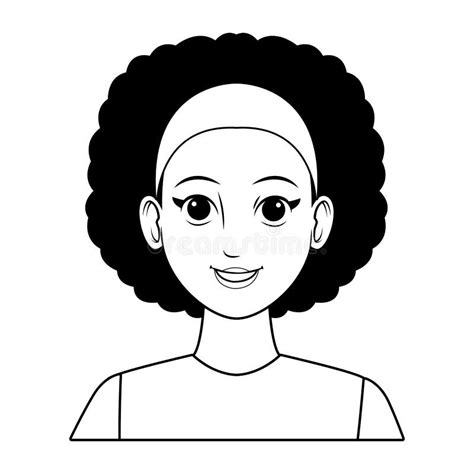 Young Woman Avatar Cartoon Character Profile Picture Black And White