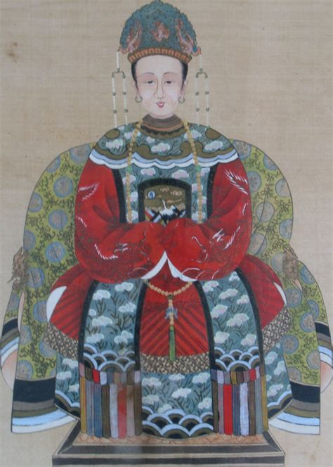 A Pair Of Qing Dynasty Ancestor Portraits The Court Official In Deep