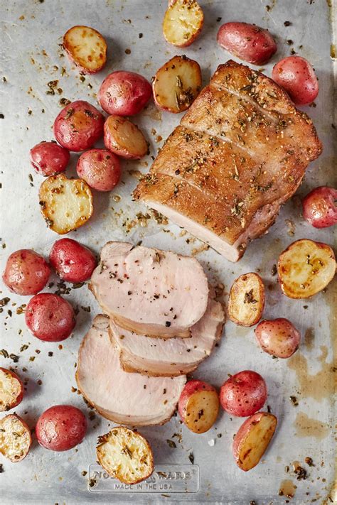 Continue roasting, uncovered, until pork browns, potatoes are tender, about 40 minutes. Recipe: Roasted Rosemary and Garlic Pork Loin and Potatoes ...