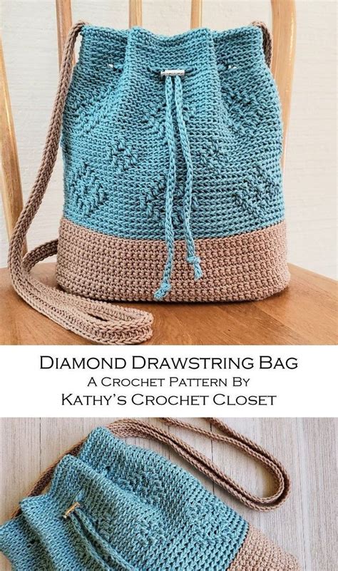 Crochet Bag Pattern Diamond Drawstring Bag Diy Crochet