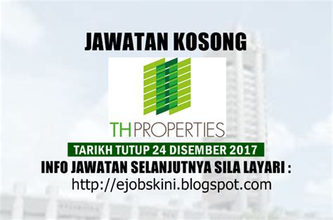 Pada bulan ini merupakan bulan yang baik untuk anda, kerana koperasi permodalan felda berhad membuka kerja kosong untuk warganegara malaysia. Jawatan Kosong TH Properties Sdn Bhd - 14 Disember 2017