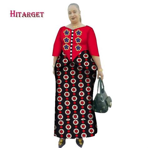 Hitarget 2019 New African Wax Print Clothes For Women Dashiki Traditional Cotton Top Skirt Set