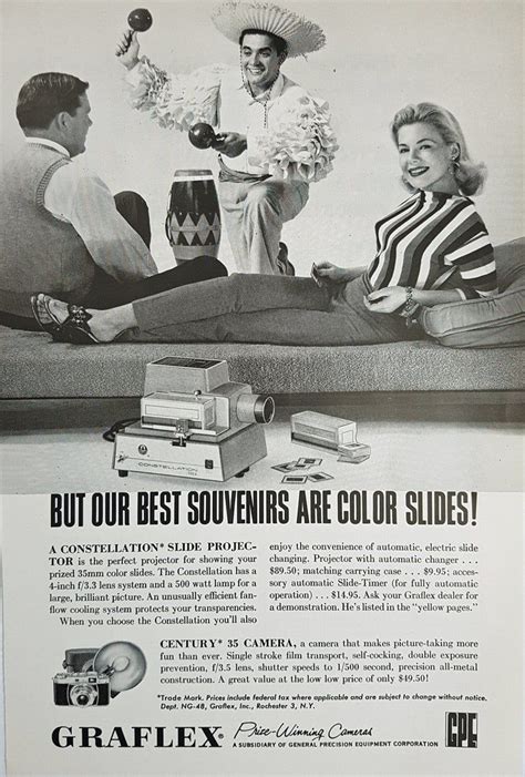 1958 Graflex Slide Projector Camera Advertisement Original Magazine Ad