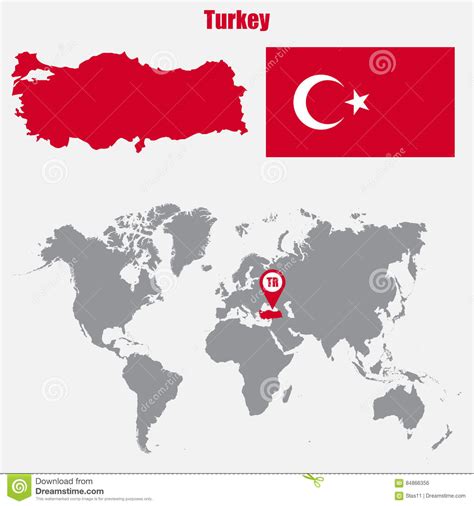 Carte des continents du monde. Carte De La Turquie Sur Une Carte Du Monde Avec L ...