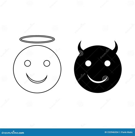 Angel Devil Emoji Signs Symbols Isolated On White Stock Vector