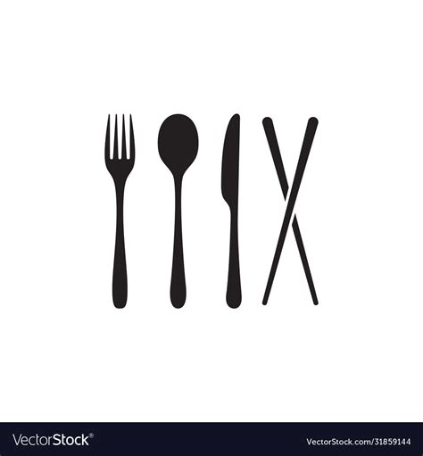 Chopsticks Spoon Fork Knife Icon Royalty Free Vector Image