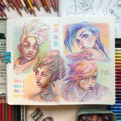 Characters Painted With Coloured Pencils Um Projeto De Gabrielaniko