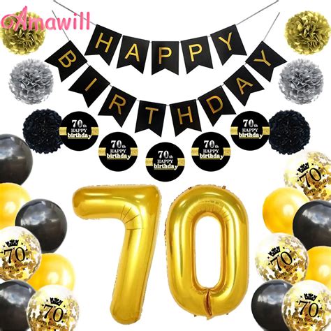 Amawill 70th Birthday Party Decorations Adult Rose Gold Happy Birthday
