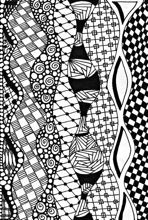 Black And White Drawing Of An Abstract Design With Lines Circles And