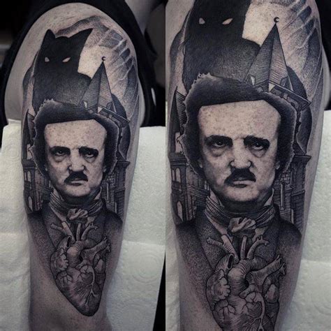 Edgar allan poe tattoo sleeve. Edgar Allan Poe inspired tattoo on the right upper arm