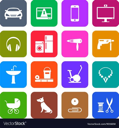 Icons Products Categories White And Color Vector Image