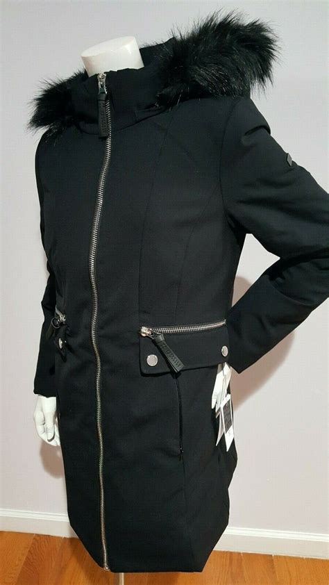 Derek Lam 10 Crosby Womens Modele Black Faux Fur Hood Parka Coat Sz M