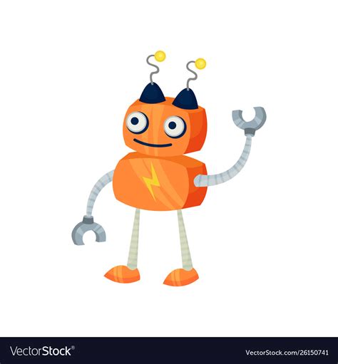 Cute Orange Robot On White Royalty Free Vector Image