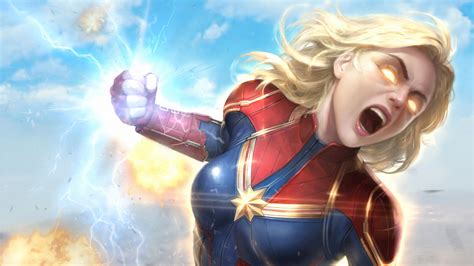 Download Blonde Comic Captain Marvel 4k Ultra Hd Wallpaper By Yoon Lee