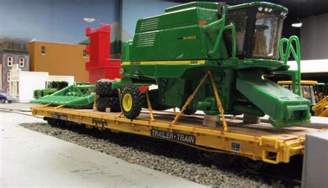 John Deere 9510 Combine On Rail Flatcar