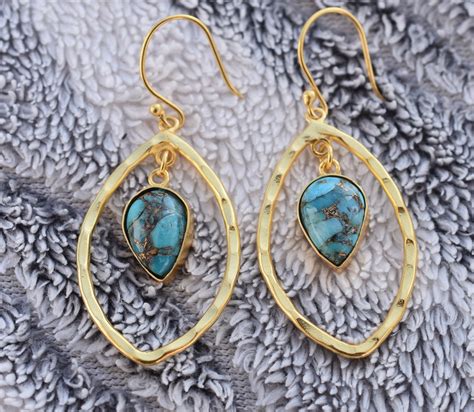 Copper Turquoise Earrings Oyster Turquoise EarringsTurquoise Etsy
