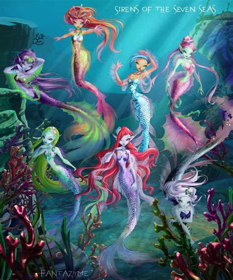 Sirens Of The Seven Seas Colored Mermaid Art Mermaid Artwork
