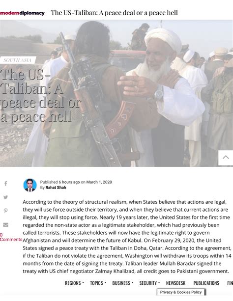 Pdf The Us Taliban A Peace Deal Or A Peace Hell Modern Diplomacy