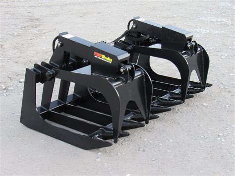 72″ Heavy Duty Dual Cylinder Root Bucket Grapple Attachment Fits Skid