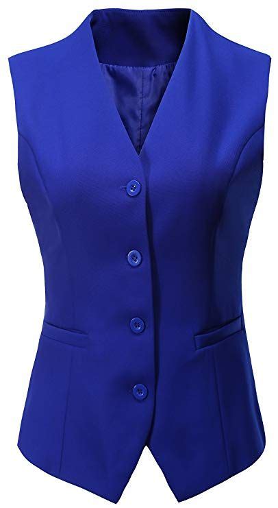 Vocni Womens Fully Lined 4 Button V Neck Economy Dressy Suit Vest