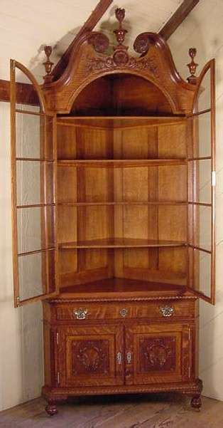 Centennial Chippendale Oak Corner China Cabinet Doug Schmitt Antiques