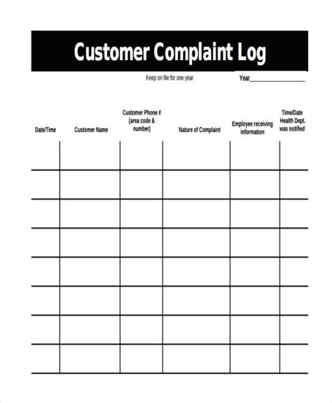 Complaints Log Excel Template