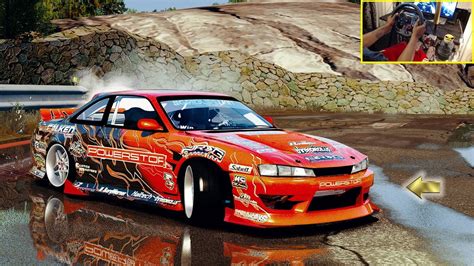 780WHP RB S14 Drifting WET JAPANESE TOUGE CIRCUIT With Steering Wheel
