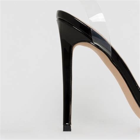 Lola Black Patent Clear Stiletto Heels